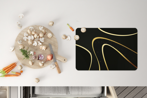 Premium placemats (6 stuks) - Gouden golven op een zwarte achtergrond - 45x30 cm-4
