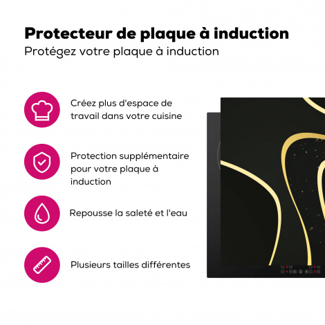 Protège-plaque à induction - Vagues dorées sur fond noir-3