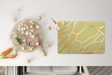 Premium placemats (6 stuks) - Gouden golven op een groene achtergrond - 45x30 cm-4