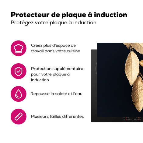 Protège-plaque à induction - Feuilles - Noir - Or - Luxe - Plantes-3
