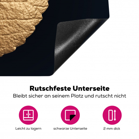 Herdabdeckplatte - Gold - Blätter - Schwarz - Pflanzen - Luxus - Natur-4