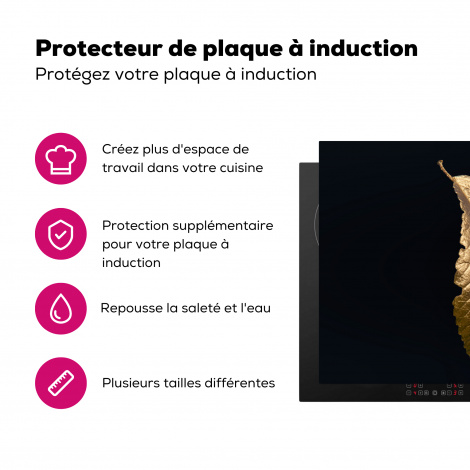 Protège-plaque à induction - Feuilles - Luxe - Or - Noir - Nature-3