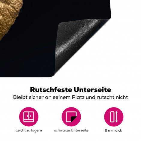 Herdabdeckplatte - Blätter - Luxus - Gold - Schwarz - Natur-4