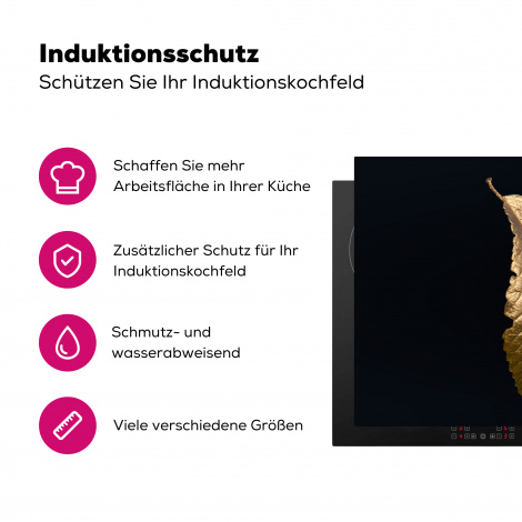 Herdabdeckplatte - Blätter - Luxus - Gold - Schwarz - Natur-3