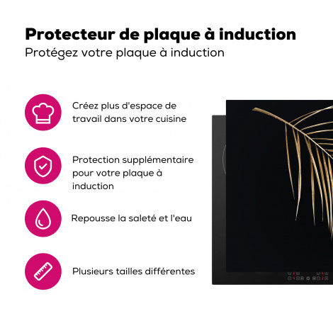 Protège-plaque à induction - Plantes - Or - Noir - Feuilles - Luxe-3