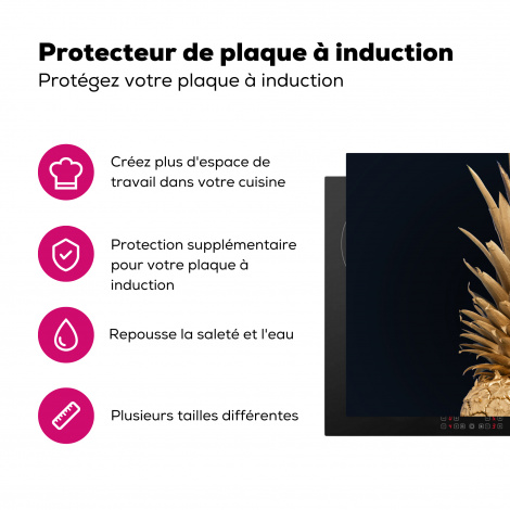 Protège-plaque à induction - Ananas - Or - Peinture - Noir - Fruit - Luxe-3