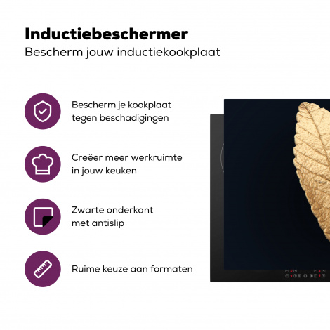 Inductiebeschermer - Black en gold - Bladeren - Zwart - Planten - Luxe-3