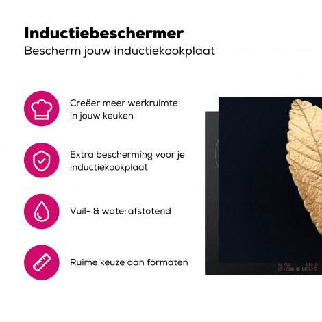 Inductiebeschermer - Black en Gold - Bladeren - Zwart - Planten - Luxe-3