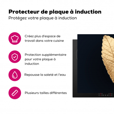 Protège-plaque à induction - Noir et or - Feuilles - Noir - Plantes - Luxe-3