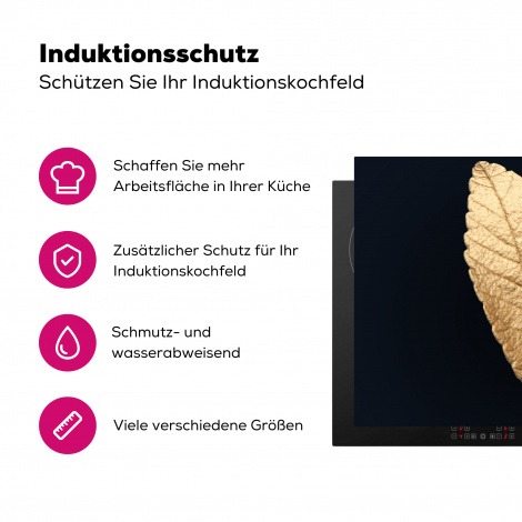 Herdabdeckplatte - Schwarz und Gold - Blätter - Schwarz - Pflanzen - Luxus-3