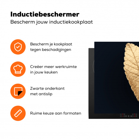 Inductiebeschermer - Black en gold - Bladeren - Zwart - Planten - Luxe-3
