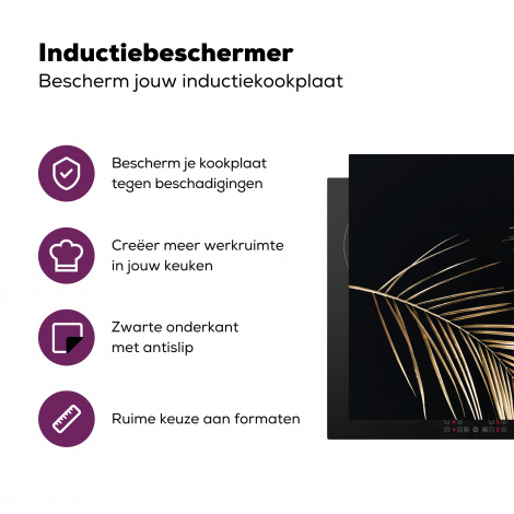 Inductiebeschermer - Bladeren - Planten - Goud - Zwart - Luxe-3