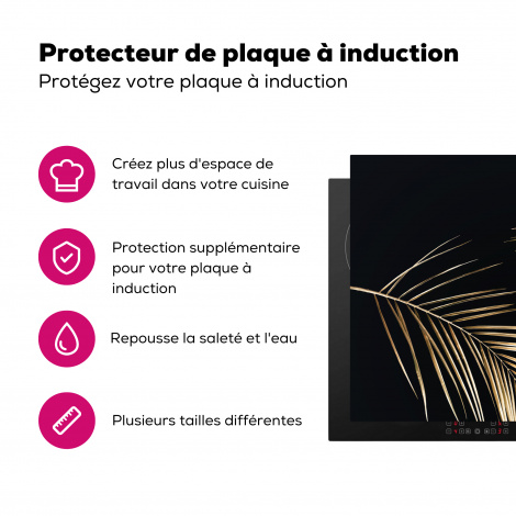 Protège-plaque à induction - Feuilles - Plantes - Or - Noir - Luxe-3