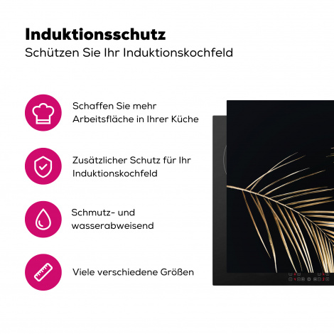 Herdabdeckplatte - Blätter - Pflanzen - Gold - Schwarz - Luxus-3