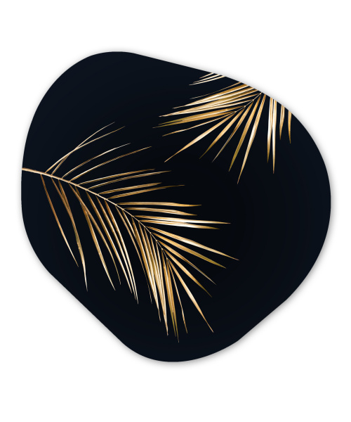 Organisch schilderij - Bladeren - Planten - Goud - Zwart