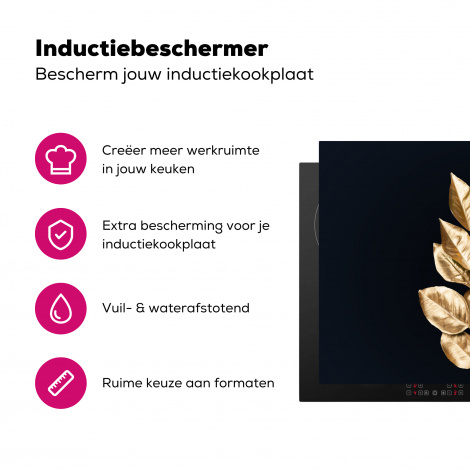 Inductiebeschermer - Plant - Bladeren - Goud - Zwart - Luxe-3