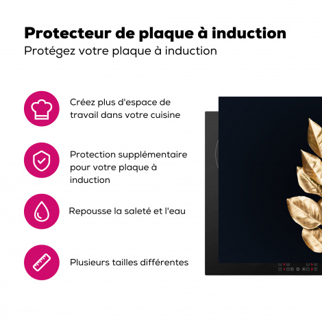 Protège-plaque à induction - Plante - Feuilles - Or - Noir - Luxe-3