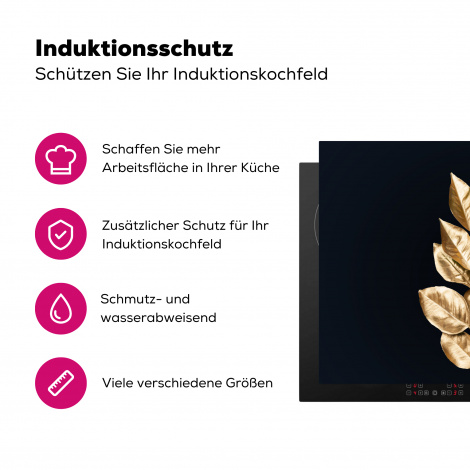 Herdabdeckplatte - Pflanze - Blätter - Gold - Schwarz - Luxus-3