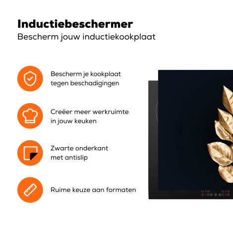 Inductiebeschermer - Plant - Bladeren - Goud - Zwart - Luxe-3