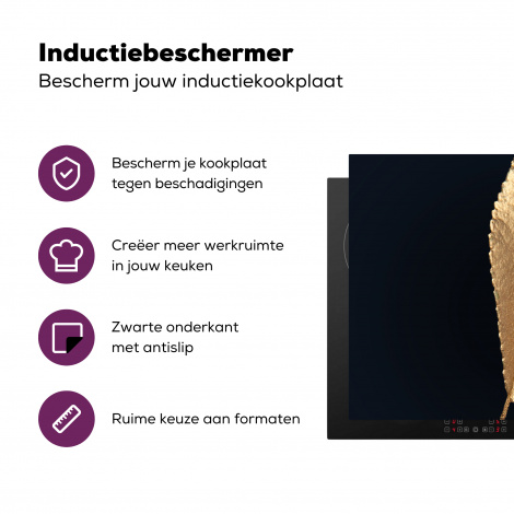 Inductiebeschermer - Bladeren - Black and gold - Luxe - Chic - Natuur-3