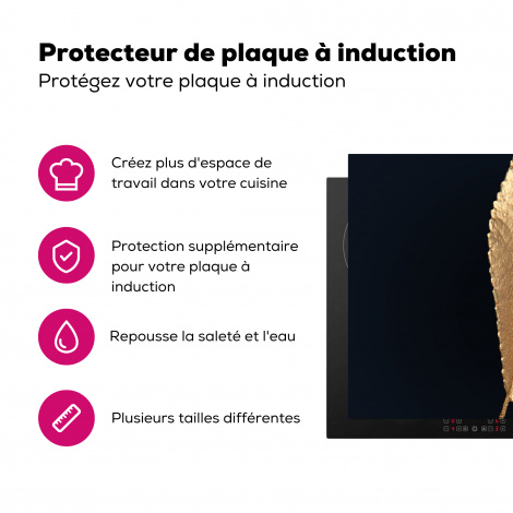Protège-plaque à induction - Feuilles - Noir et or - Luxe - Chic - Nature-3