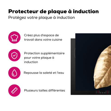 Protège-plaque à induction - Feuilles - Noir et or - Luxe - Nature - Plantes-3
