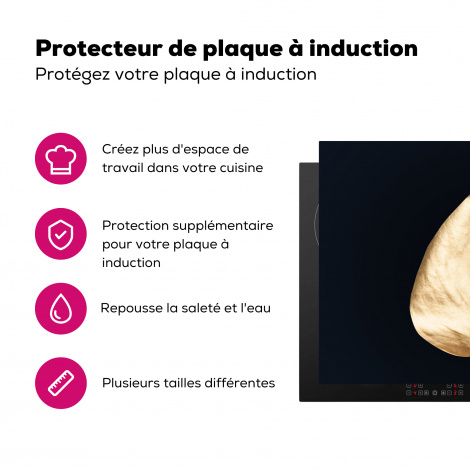 Protège-plaque à induction - Feuilles - Noir et or - Noir - Or - Luxe-3