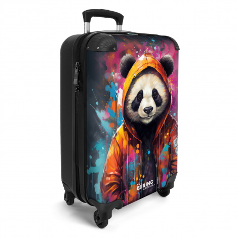 Koffer - Panda met oranje jas en verfspetters-2