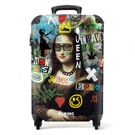 Koffer - Mona Lisa omringd door kleurrijke graffiti