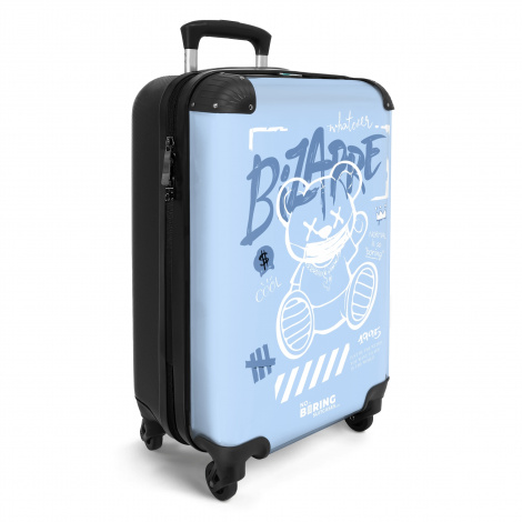 Koffer - Straatkunst van een teddybeer in het blauw-wit-2