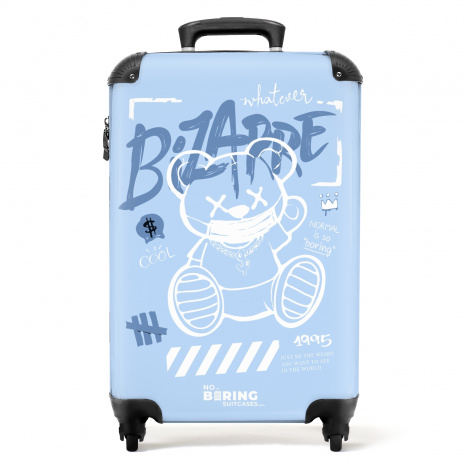 Koffer - Straatkunst van een teddybeer in het blauw-wit
