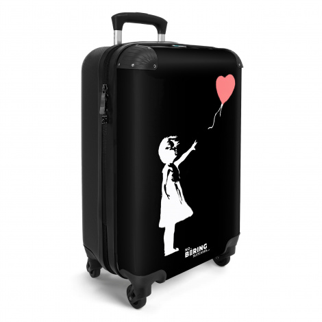 Koffer - Meisje met rode hartjesballon in zwart-wit-2