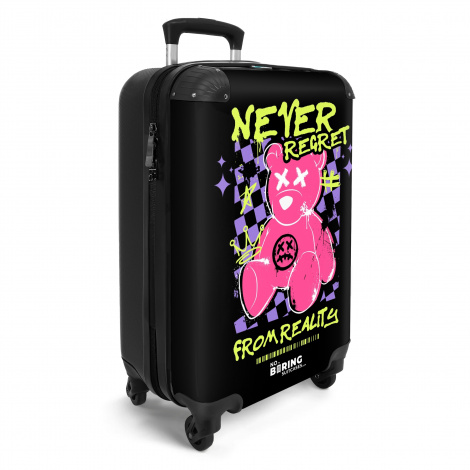 Koffer - Slogan 'Never Regret' met teddybeer als graffiti-2