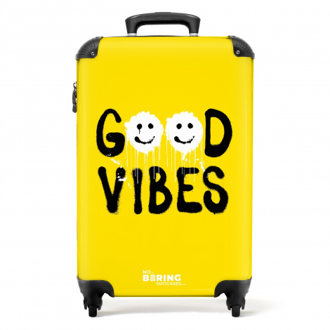 Koffer - Zwarte spuitbusletters met witte smileys