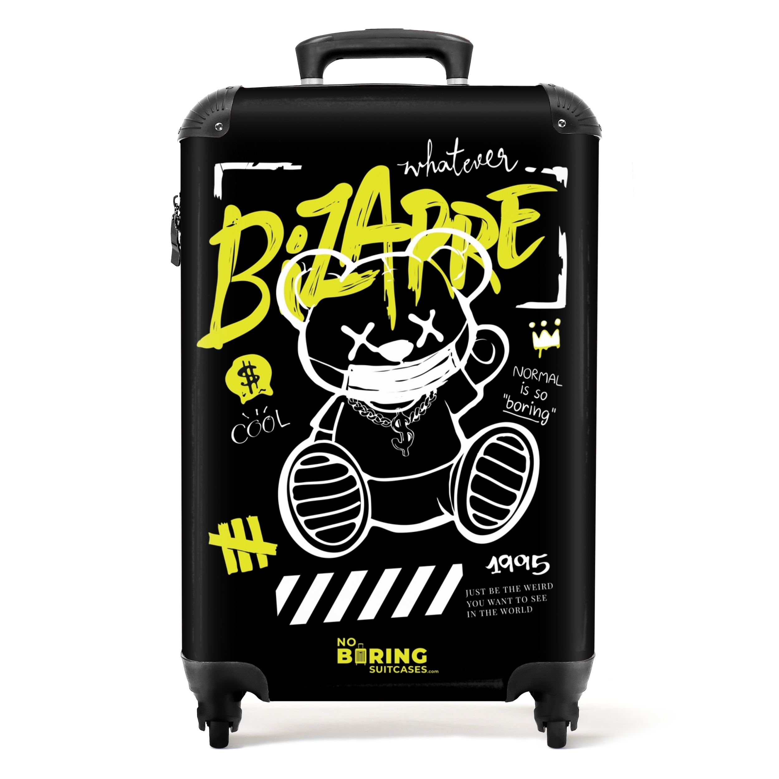 Koffer - Cartoon beer met masker als graffiti kunstwerk