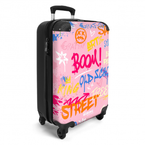 Koffer - Roze achtergrond met kleurrijke graffiti-2