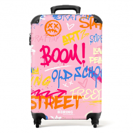 Koffer - Roze achtergrond met kleurrijke graffiti
