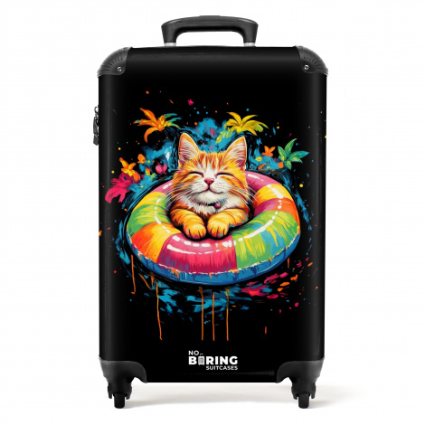 Koffer - Zomerse kat met kleurrijke zwemband