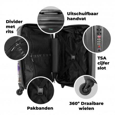 Koffer - Paarse lavendel in graffiti stijl-3