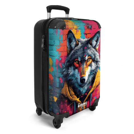 Koffer - Kleurrijke vos met jas in graffiti stijl-2