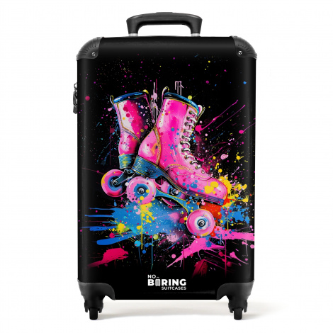 Koffer - Roze rolschaatsen met verf