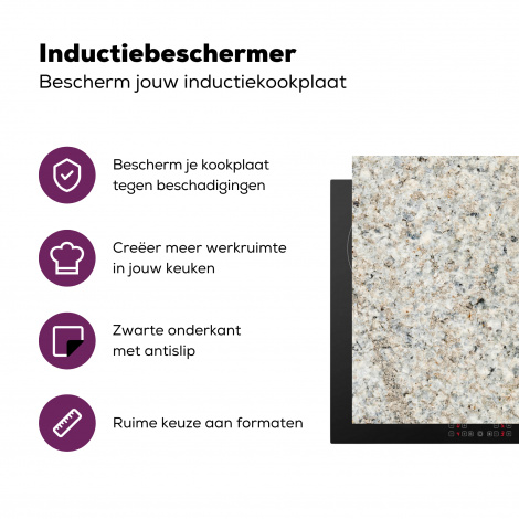 Inductiebeschermer - Graniet - Wit - Grijs - Steen - Textuur-3