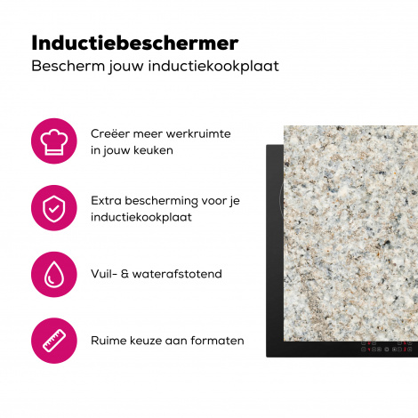 Inductiebeschermer - Graniet - Wit - Grijs - Steen - Textuur-3