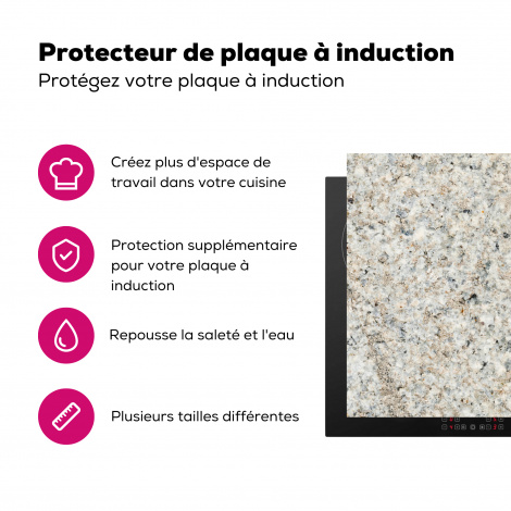 Protège-plaque à induction - Granit - Blanc - Gris - Pierre - Texture-3
