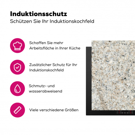 Herdabdeckplatte - Granit - Weiß - Grau - Stein - Textur-3