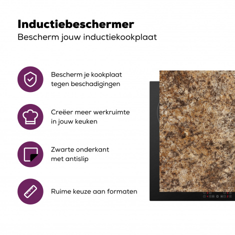 Inductiebeschermer - Graniet - Design - Structuur - Steen - Bruin-3