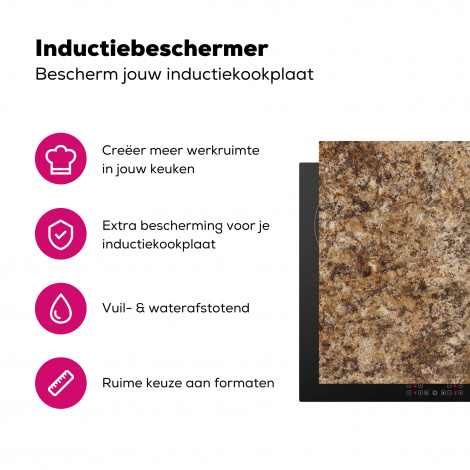 Inductiebeschermer - Graniet - Design - Structuur - Steen - Bruin-3