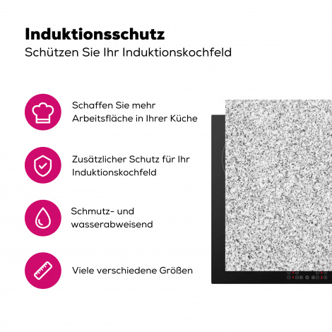 Herdabdeckplatte - Granit - Schwarz - Weiß - Gemustert - Grau-3