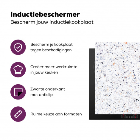 Inductiebeschermer - Graniet - Structuur - Design - Wit-3