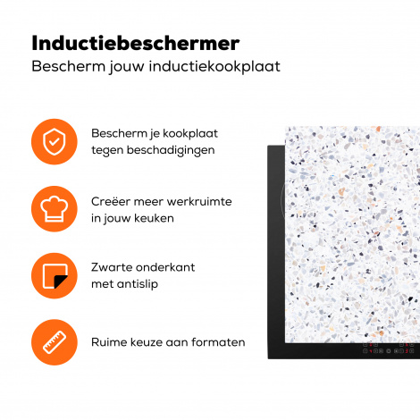 Inductiebeschermer - Graniet - Structuur - Design - Wit-3
